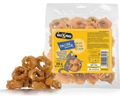 Hau&amp;Miau Hau &amp; amp; Mau žuvų žiedai suvynioti į minkštą vištienos 500g HM-8117