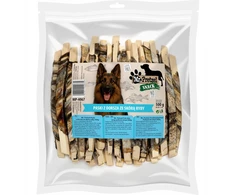 Hau&amp;Miau Woof &amp; Miau Mr. Pretzel menkės juostelės su žuvies oda 500g
