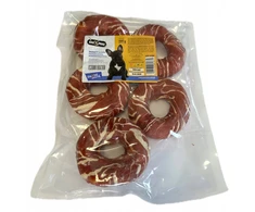 Hau&amp;Miau Pausesnack šunų skanėstas, odinės spurgos, įvyniotos į marmurinę antį, 10-11 cm, 500g