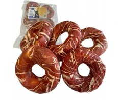 Hau&amp;Miau Pausesnack šunų skanėstas, odinės spurgos, įvyniotos į marmurinę antį, 10-11 cm, 500g