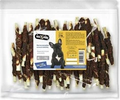 Hau&amp;Miau Pauzės užkandžių skanėstas šunims, odos lazdelės su antiena 1kg