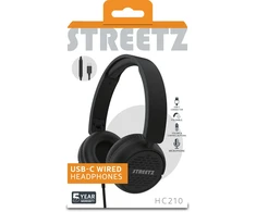 HC210 ausinės STREETZ, mikrofonas, garsumo reguliavimas, USB-C, juodos / HC210-BLK / 6612120