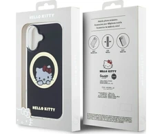 Hello Kitty HKHMP16SHSWKK Apple iPhone 16 6,1″ juodos spalvos kietas dėklas IML Sweet Kitty Magsafe
