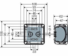 Hensel Filialas gali 93x93x62mm juoda IP67 - KF 0200 B