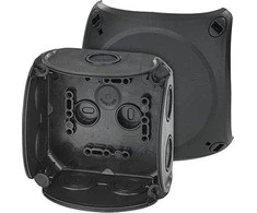 Hensel Jungiamoji dėžutė, skirta montuoti viduje, juoda IP66 su membraninėmis riebokšliais 104x104x70mm DK 0400 B 62000297