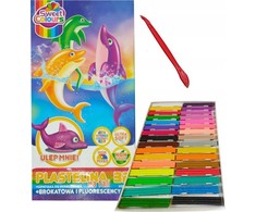 Herlitz Koma Plast Plastelinos rinkinys 32 spalvos su blizgučiais ir fluorescencinėmis