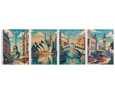 Herlitz Spiralinė užrašų knygelė B5/100K tinkleliu Retro City (5 vnt.)