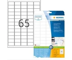 Herma Adreso etiketės A4, 38,1 x 21,2 mm, balta, nuolatinis sukibimas. - 4504