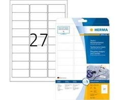 Herma Etiketės su pavadinimais, nuimamas, A4, 63.5 x 29,6 mm, baltos, pagamintos iš acetato šilko, printing - 4511