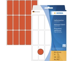 Herma etykiety 20x50 mm, papier matinė raudona, 480 vnt (2412)