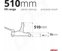 Žemo profilio hidraulinis keltuvas 3000 kg, 75–510 mm, CE, AMIO-04215