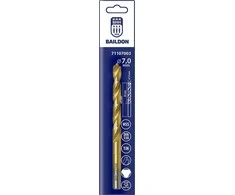Wiertło Baildon DIN 338 RN 7 mm HSS TiN (S) metalo grąžtas, 109–69 mm (3 plokštumų kotas)