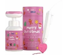 Hiskin Vaikiškas kūrybinis rinkinys „Merry Christmas“ rožinės spalvos rankų ploviklio putos su uogų skoniu, 300 ml + 3D rašiklis, 1 vnt.