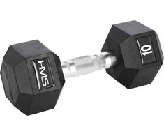 HMS Hex Pro gumuotas hantelis 1 x 10 kg
