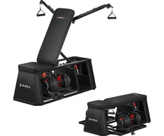 ADJUSTABLE WEIGHT BENCH WITH STORAGE, CHEST FLY ARMS LM4012 + 2X ADJUSTABLE DUMBBELL SET SR52 HMS