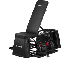 ADJUSTABLE WEIGHT BENCH WITH STORAGE, CHEST FLY ARMS LM4012 + 2X ADJUSTABLE DUMBBELL SET SR52 HMS