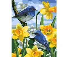 Hobby Maniak Paveikslas skaičiais - 40x50cm Paukščiai ant narcizo