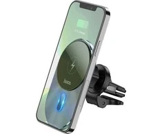 Belaidis automobilinis įkroviklis-laikiklis Hoco (CA91) Magnetic (MagSafe 15W) juodas