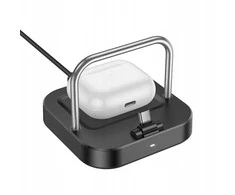 Stalinis įkroviklis Hoco 2in1 USB C PD QC 3A 30W + belaidis įkrovimas 5W CQ16B juodas