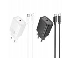 Telefono įkroviklis Hoco USB C QC PD 20W + laidas USB C į USB C N60 juodas
