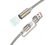 USB A / USB C laidas su LED lempute Hoco UA38C auksinis 0,3 m