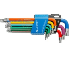 Hogert Technik 9 dalių "Torx" raktų rinkinys, ilgas kotas, spalvotas