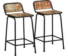 Baro taburetės, 2vnt., 46x35,5x80 cm, perdirbtos medienos