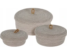 Home Styling Collection Dekoratyviniai laikymo krepšeliai, džiuto dangtelis, 3 vnt