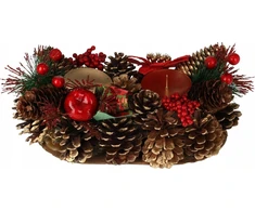 Home Styling Collection Kankorėžinė žvakidė, Kalėdinė puošmena, 2 žvakėms