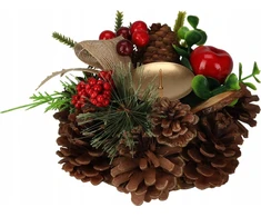 Home Styling Collection Kankorėžinė žvakidė, Kalėdinė puošmena, 15 cm