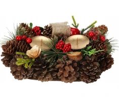 Home Styling Collection kankorėžinė žvakių laikiklis dviem žvakėms, 26 cm