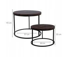 Excellent Houseware kavos staliukų rinkinys 2 viename mediniai 50/57 cm