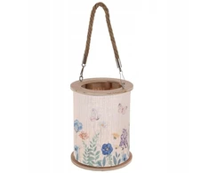 Home Styling Collection Bambusinis žibintas su virvelės rankena, Ø 17 x 21,5 cm, gėlių raštas