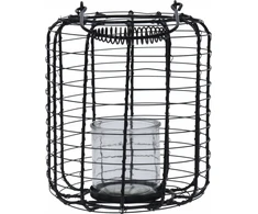 Home Styling Collection Metalinis žibintas su stikline žvakide, Ø 18,5 cm, juodas