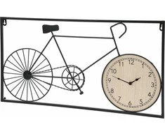 Home Styling Collection Metalinė sienų apdaila retro dviratis ir laikrodis, 60 x 32 x 5 cm