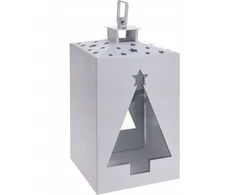 Metalinis žibintas su vitražu ir Kalėdų eglute „Home Styling Collection“, 24 cm