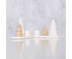Home Styling Collection NEVIA vienguba žvakidė, akmens ir porceliano kalėdinės eglutės