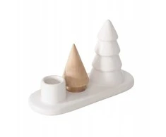 Home Styling Collection NEVIA vienguba žvakidė, akmens ir porceliano kalėdinės eglutės