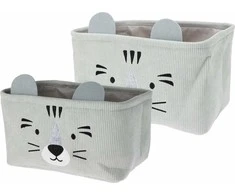 Home Styling Collection CUTIE žaislų konteineriai su ausytėmis, velvetas, 2 vnt