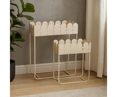 Home Styling Collection 2 metalinių augalų stovų su banguotais kraštais rinkinys SENSE