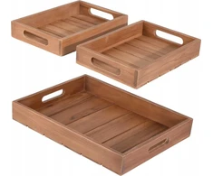 Home Styling Collection PIECES TEAK dekoratyvinių padėklų rinkinys, 3 vnt