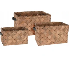 Home Styling Collection Trijų austų krepšelių rinkinys, natūralus