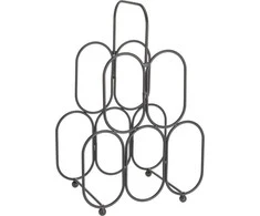 Home Styling Collection Olandų metalinė vyno lentyna, skirta 5 buteliams, juoda, 27x40,5 cm