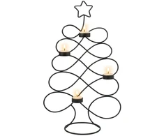 Home Styling Collection Metalinis žvakidė Kalėdų eglutės formos 49 cm Juoda