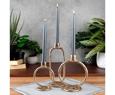 Home Styling Collection žvakidė aliuminė auksinė 15 cm ilgaliekančioms žvakėms