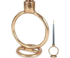 Home Styling Collection žvakidė aliuminė auksinė 15 cm ilgaliekančioms žvakėms
