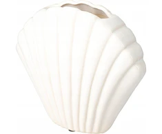 Home Styling Collection Keraminė kriauklės formos vaza, akmens masės dirbiniai, baltas, 17 x 7,5 x 16,5 cm