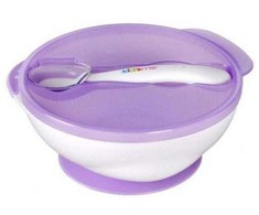 Homla Kidsme bowl with suction cup lid and thermo spoon Lavender from 9 months 9832LA