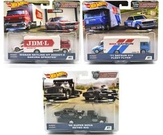 Mattel HOT WHEELS automodeliukų rinkinys – vilkikas ir lenktyninis automobilis (FLF56)