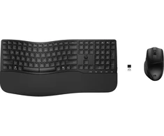 Klaviatūra „HP 685 Comfort“ dviejų režimų klaviatūros ir pelės derinys, viso dydžio (100 %), belaidė, radijo dažnių belaidis ryšys + „Bluetooth“, juoda, pelė pridėta